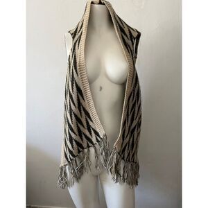 Daytrip boho fringe Vest XXL Festival Western Rustic Country Ranch Barn Beige